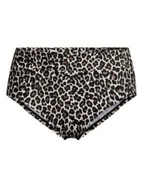 Lands' End Leopard Print High-Waist Bikini Bottoms in Black, White, Brown